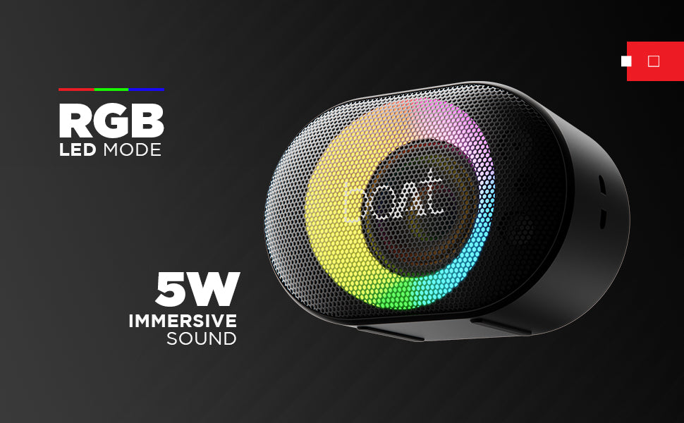 boAt Stone 250 Portable Wireless Speaker with 5W RMS Immersive Audio, RGB LEDs, Up to 8HRS Playtime, IPX7 Water Resistance, Multi-Compatibility Modes