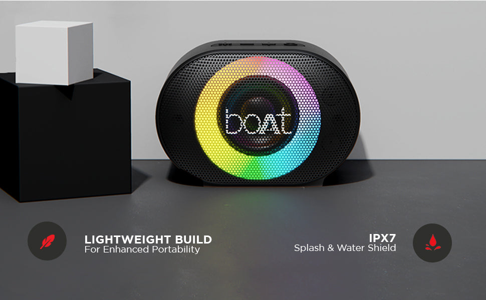 boAt Stone 250 Portable Wireless Speaker with 5W RMS Immersive Audio, RGB LEDs, Up to 8HRS Playtime, IPX7 Water Resistance, Multi-Compatibility Modes